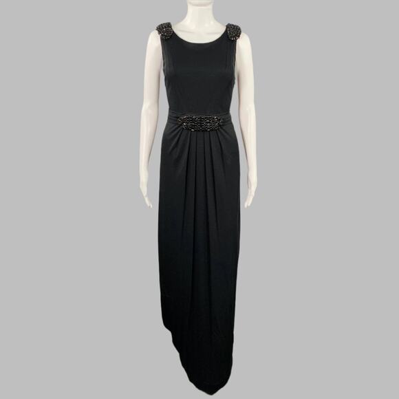 LA PERLA Size 8 Black Viscose Blend Beaded Sleeveless Long Dress - Picture 1 of 10